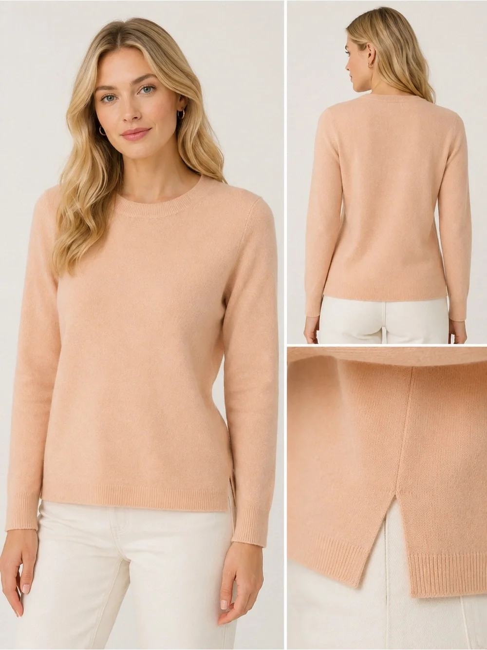 J.Crew 100% Cashmere Peach Crew Neck Sweater Size Small 25594